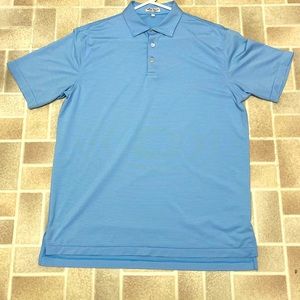 Peter Millar Summer Comfort Mens Large Performance Golf Polo Blue mini stripe